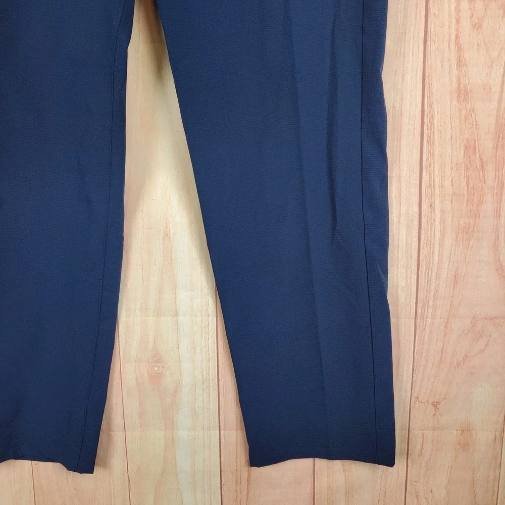 FLX Mens Golf Pants Sz 34 34X32 True Navy Blue Polyester Stretch Slash Pockets